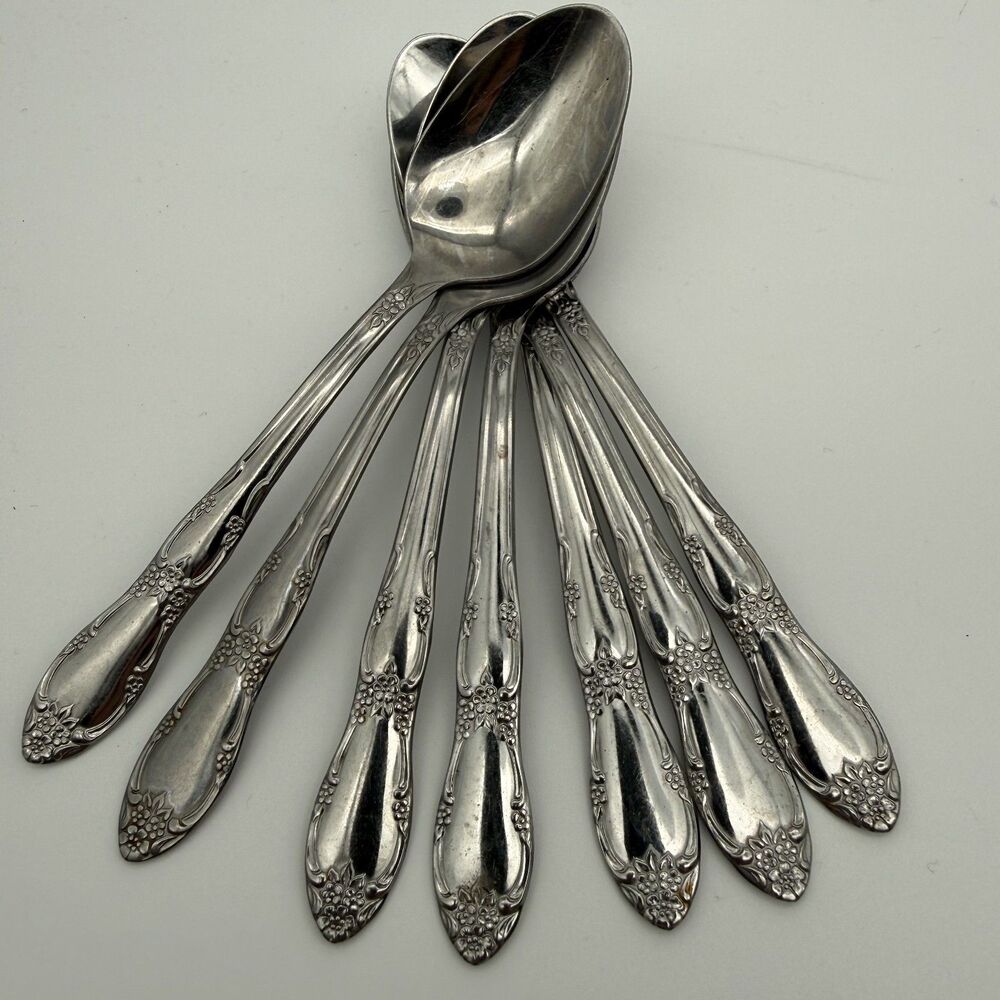 7 Rogers Oneida Stainless Fenway Daydream Flatware - TEASPOONS